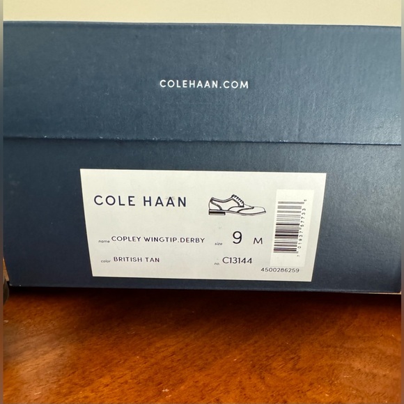 COLE HAAN Copley Tan Wingtip Derby Lace Up Dress Shoes Sz 9 M - Picture 12 of 13